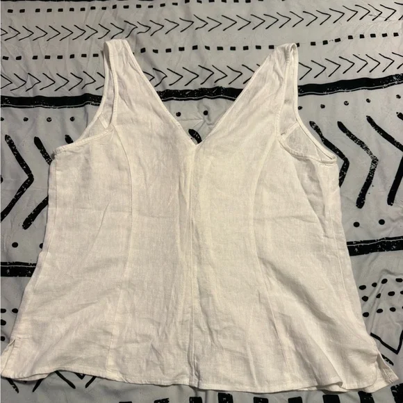 a new day White Linen Tie-Front V-Neck Tank - Picture 3 of 3
